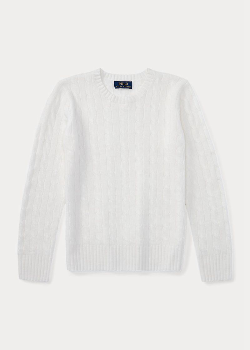 Sueter Ralph Lauren Niño 6-14 Años The Iconic Cable-Knit Cashmere Jumper Chile Blancas QCGPO-7983